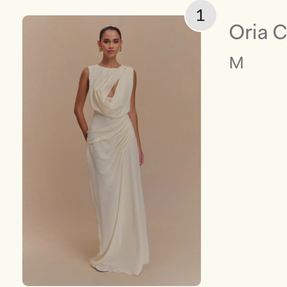 Meshki Cream Draped Maxi Dress